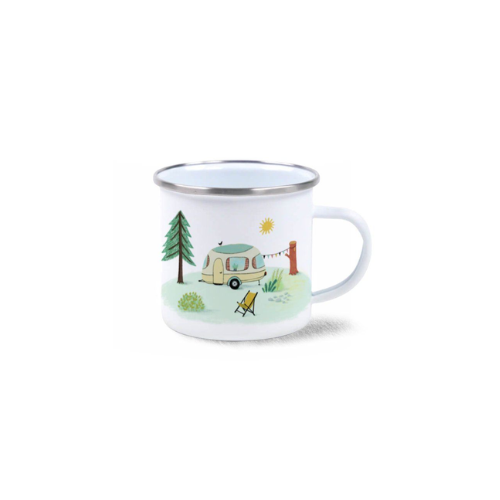 Emaille mok 'Happy camper' van Illu-ster