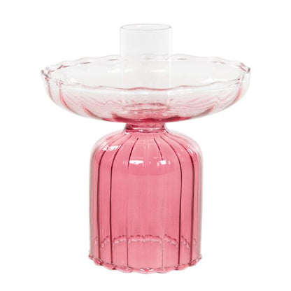 Kaarsenstandaard glas roze