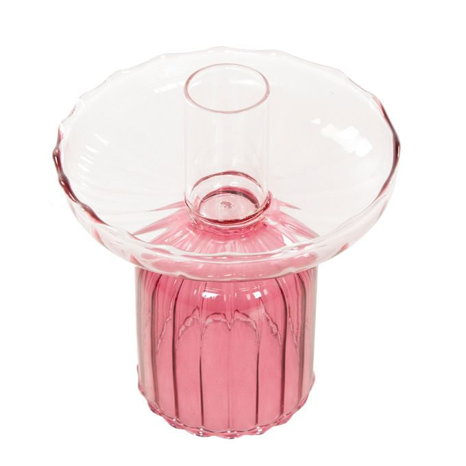 Kaarsenstandaard glas roze