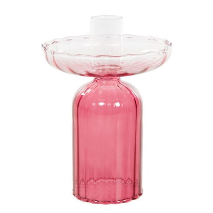 Kaarsenstandaard glas roze