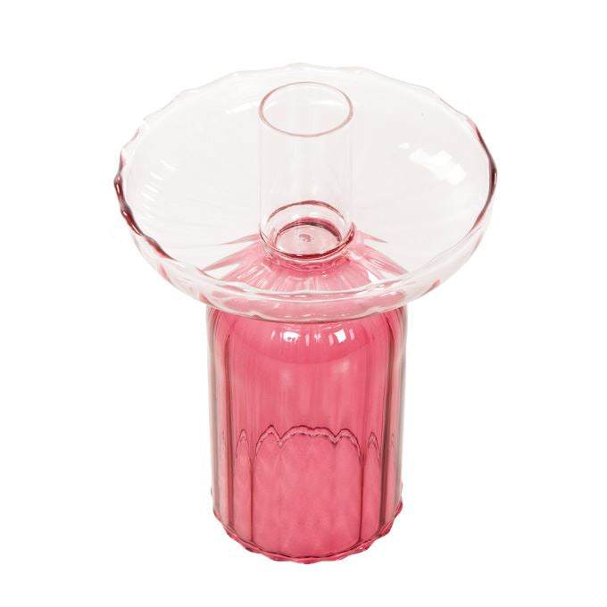 Kaarsenstandaard glas roze